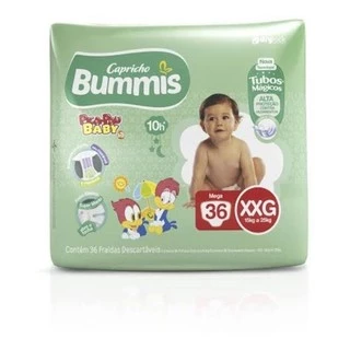 Fralda Infantil Capricho Bummis Pica Pau Baby XXG Mega 36 unidades