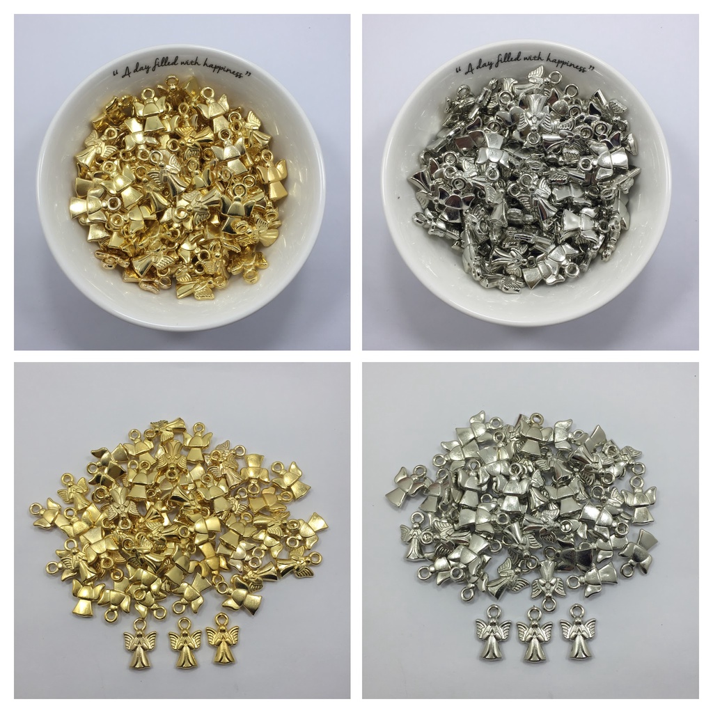 Pingente Anjo ABS 2,1cm x 1,4cm Para Pulseiras, Terços e Colares 20 Unidades