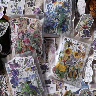 Journamm 200pcs/pack Flower Materiais Papel Adesivos Combo Kit De Raspagem Suprimentos Colagem Junk Diário DIY Adesivo Papelaria