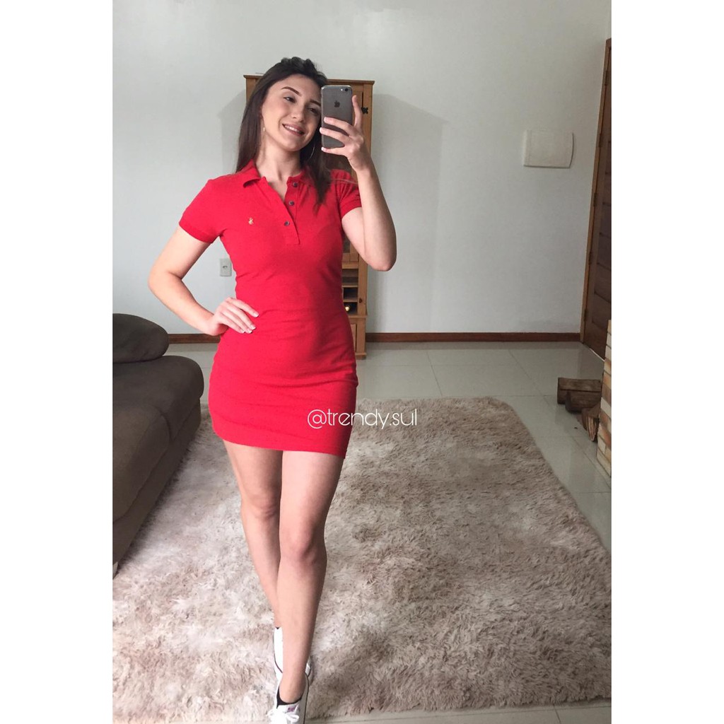 Vestido store polo vermelho