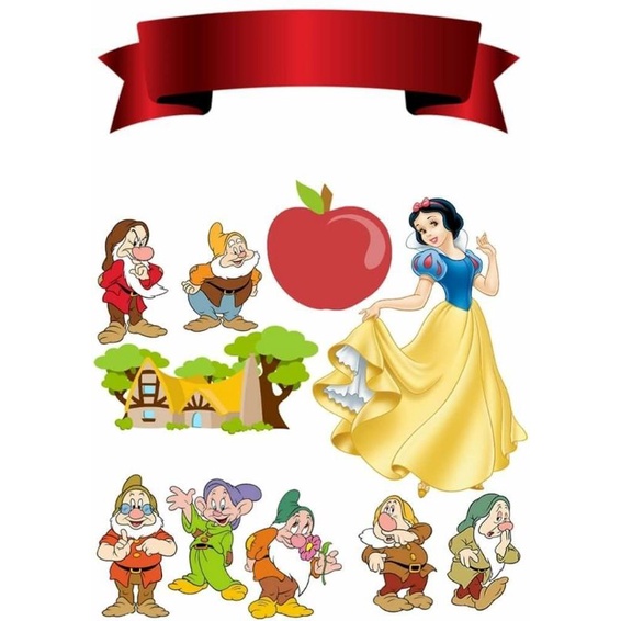 Topo de bolo Branca de neve topper desenho princesa