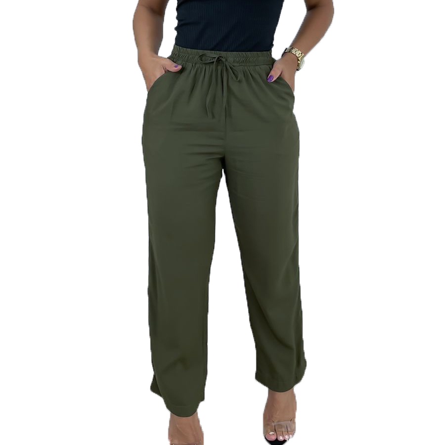 Calça Viscose Feminino Elástico Na Cintura Leve Soltinha