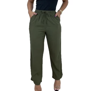 Calça Viscose Feminino Elástico Na Cintura Leve Soltinha