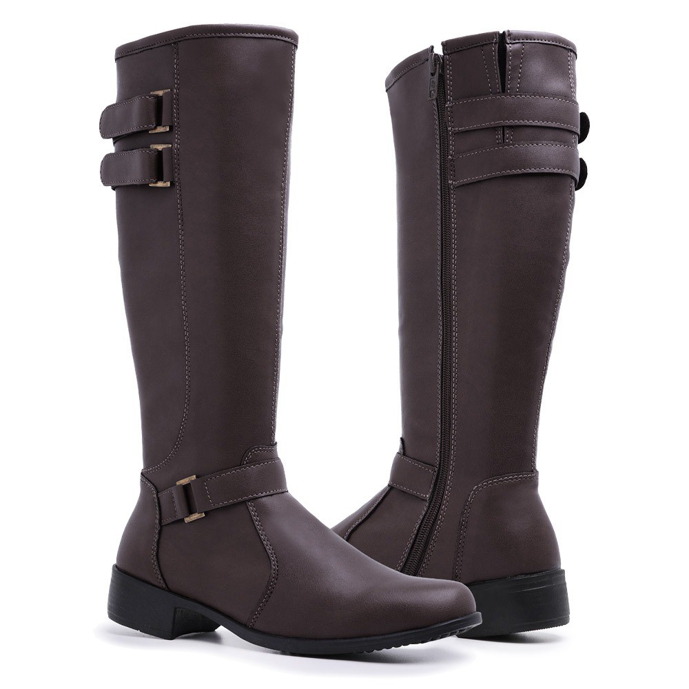 Botas femininas cano longo best sale salto baixo