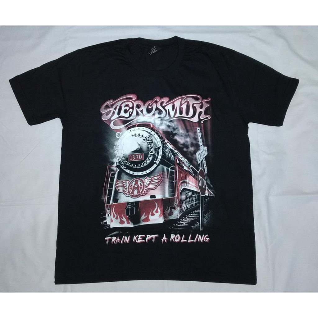 camisetas de banda AEROSMITH Train Kept A Rolling Shopee Brasil