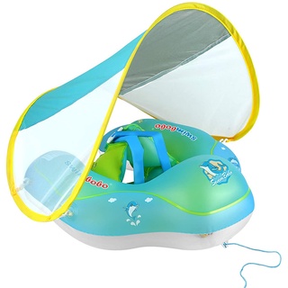 Bóia De Natação Do Bebê, Deitado Anel, Piscina De Banho De Natação Float Para O Bebê, Anel Flutuador Pescoço Inflável Com Removível Proteção Solar Dossel Para A Idade De 6 @ - @ 22 Meses
