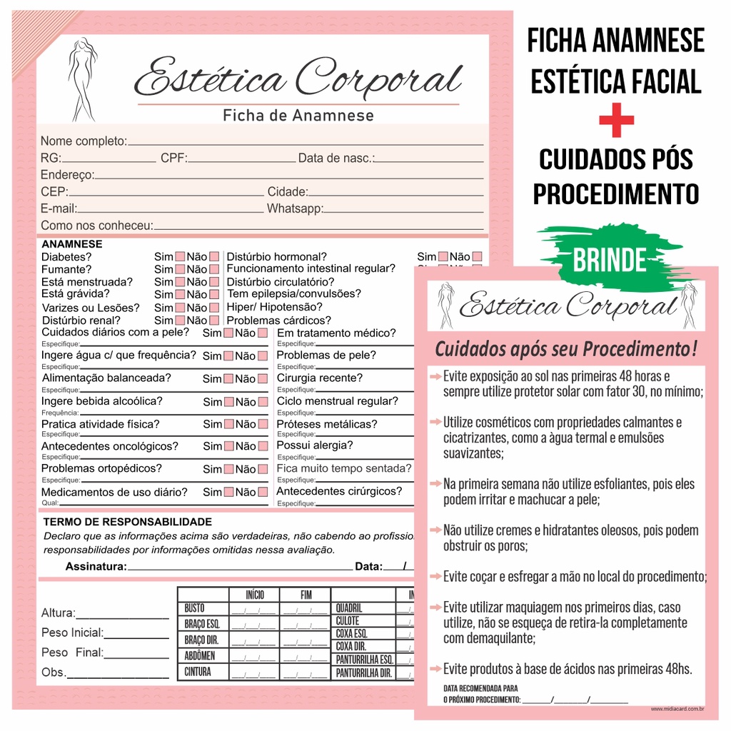 Ficha anamnese estética facial - Loja Agência PSD