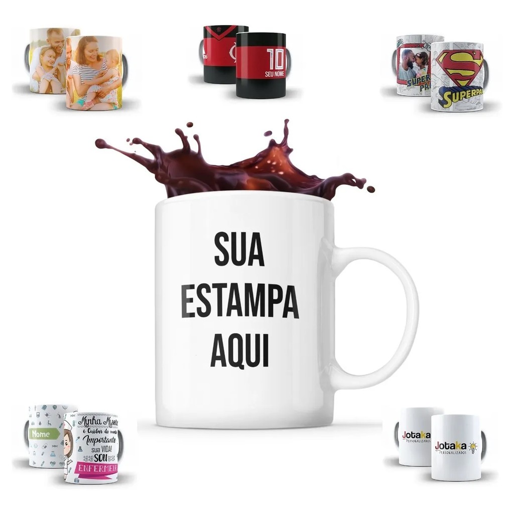 Caneca Branca Personalizada Foto Imagem Logo Arte