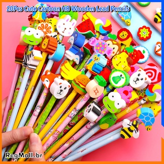 20pcs/Lápis com Cabeça de Borracha em Forma de Desenho/caneta de gel de papelaria de de senho animado para escrever /Bichinhos Personagens Animadas Kawaii suprimentos para estudantes