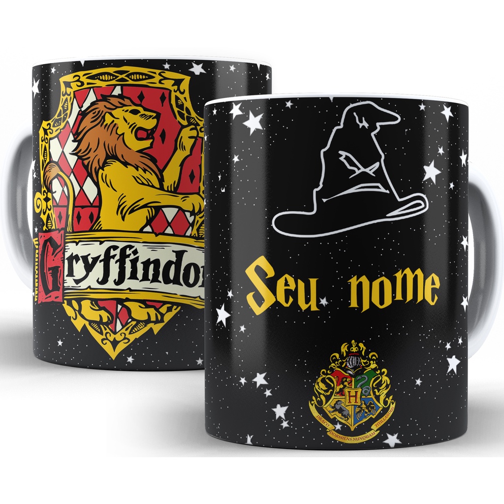 Caneca Harry Potter Personalizada Casa E Nome Porcelana 325 Ml