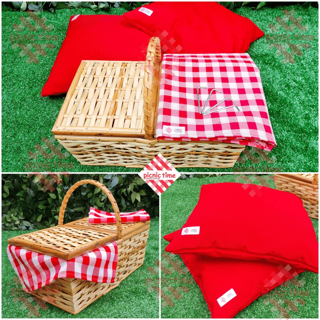 Kit Picnic Especial cesta G+ toalha + 2 almofadas Shopee Brasil
