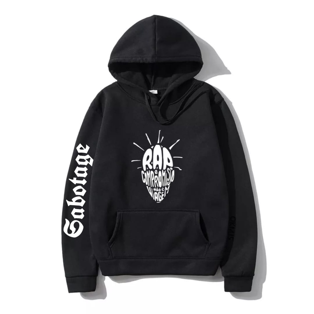 Moletom Canguru Sabotage Rap Blusa de Frio Capuz e Bolso Masculino e Feminino Casaco