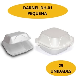 25 Unidades Hamburgueira Embalagem de Isopor Para Hamburguer Sanduíche Batata Frita Uso Delivery - PEQUENA H 01