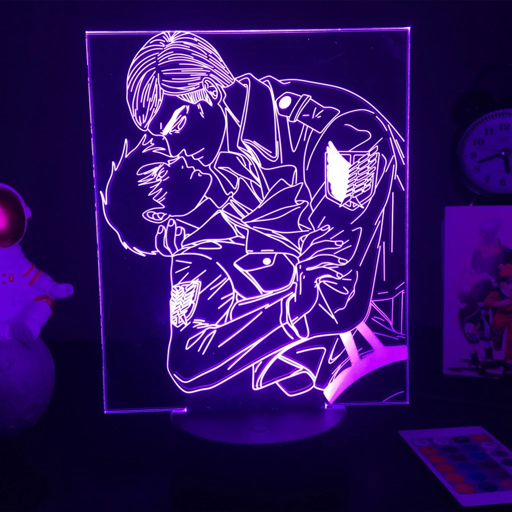 Attack on Titan Led Regiment Lamp Commander Erwin Smith Acrílico Sensor De Luz Usb Para O Quarto Decoração Presente De Aniversário