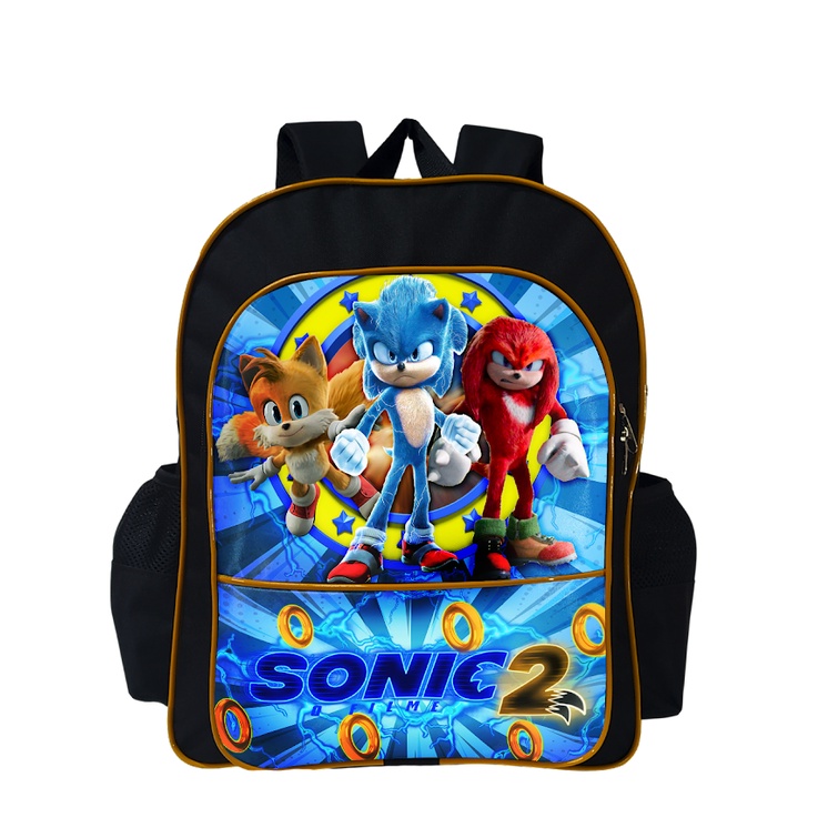 Mochila Infantil Grande Sonic Feito Para Correr - Preto