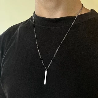 Colar De Corrente Longa Retângulo Masculino