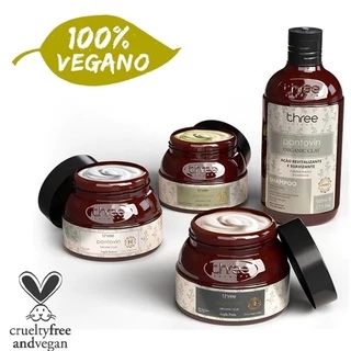 Kit Cronograma Organic Clay Pantovin 4 Unidades - Argila 100% Vegano Three Therapy (Rec+ Nut+Hid).