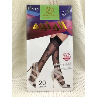 Meia Fina Feminina 3/4 Preta com Detalhes