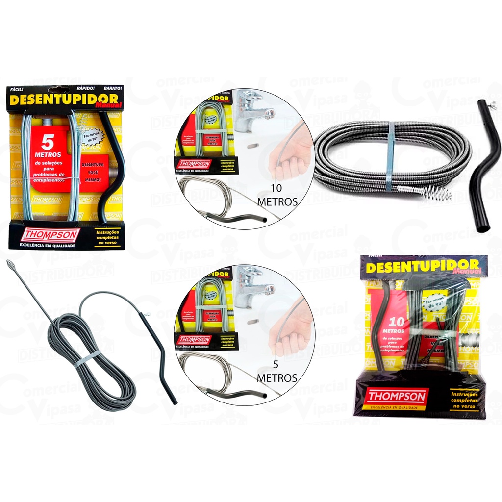 Desentupidor Thompson Manual Tufão 5 e 10 Metros Profissional
