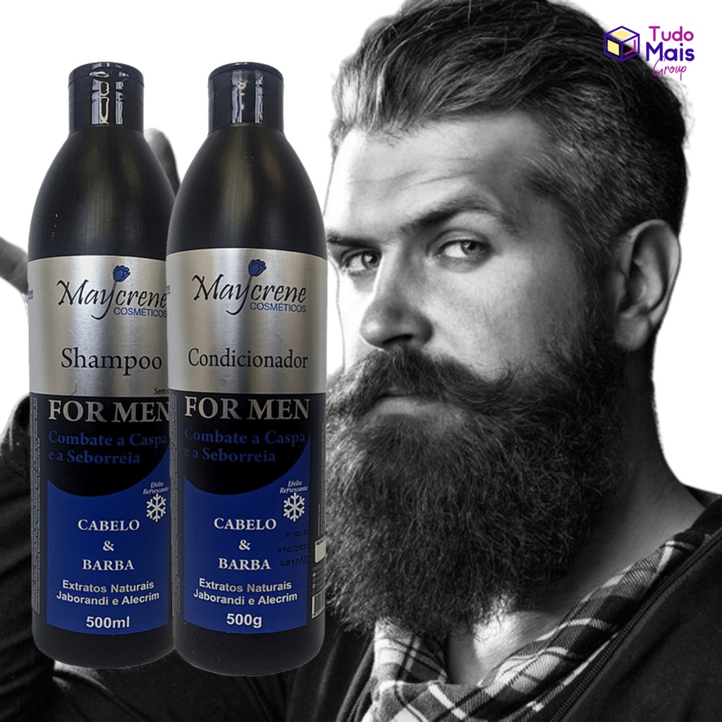 Kit de Tratamento Shampoo Condicionador Cabelo e Barba For men 500ml Maycrene