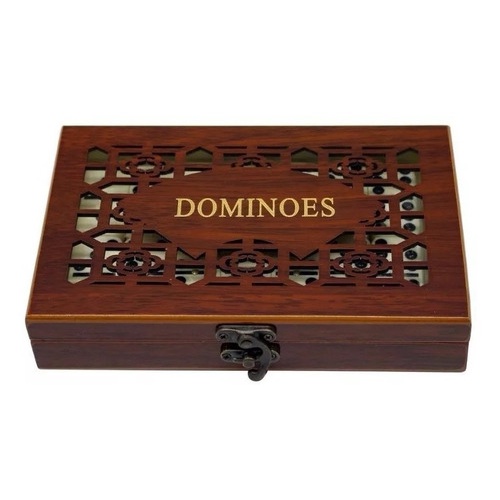 Dominó De Osso Grosso resistente Profissional 28 Peças + Linda Caixa Madeira Envernizada Resistente