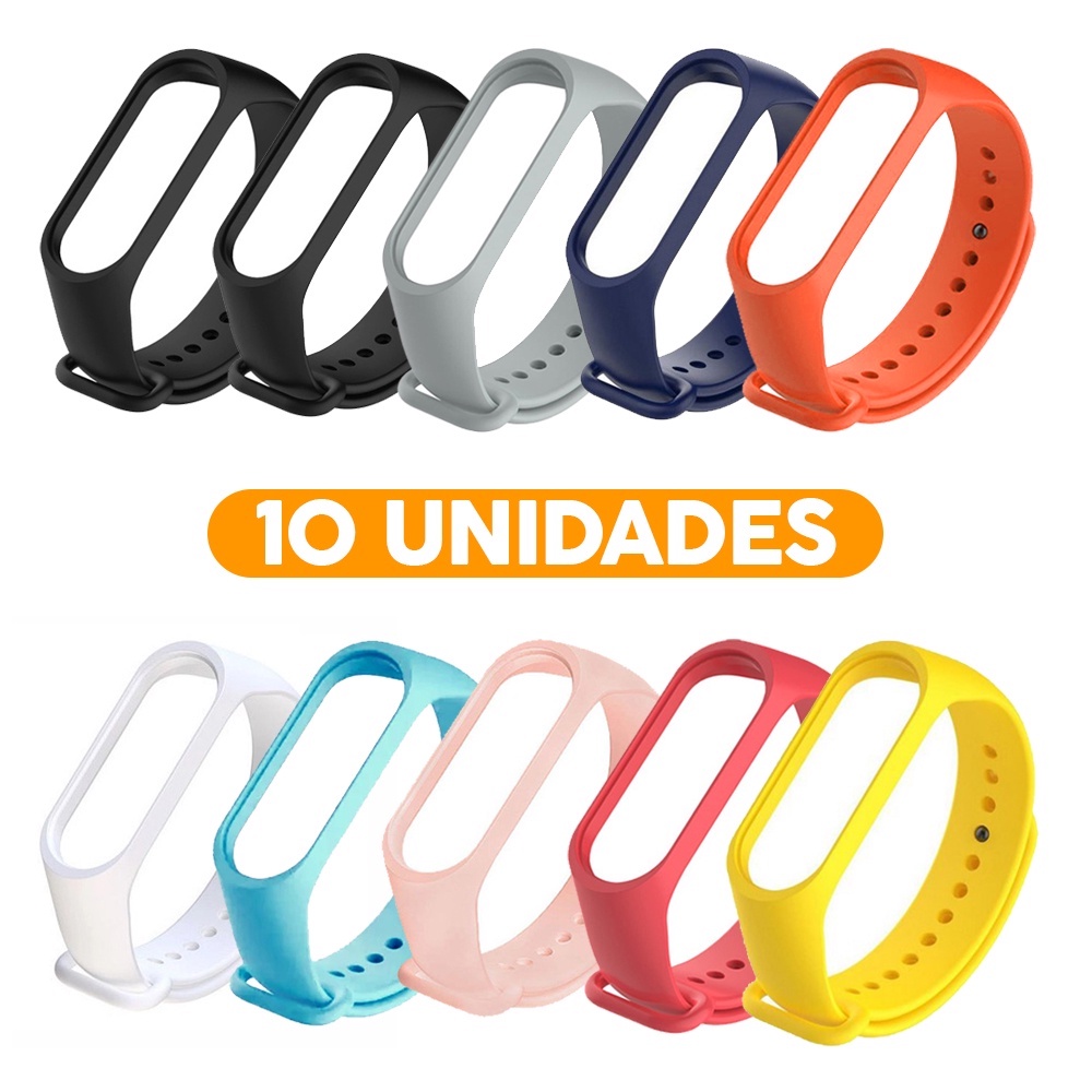 Kit 10 Pulseira Colorida Mi Band 4 /mi Band 3 Silicone Relógio Smartwatch - Pronta Entrega