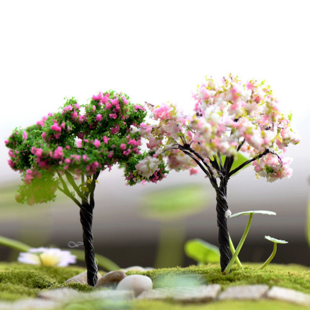 10p Mini Árvore Terrarium Figurines Garden Resina Miniatura Artesanato Home Decor