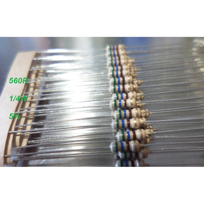 resistor/ 560 ohms ou 560r x 1/4w - 5% tol - 5 unidades | Shopee Brasil