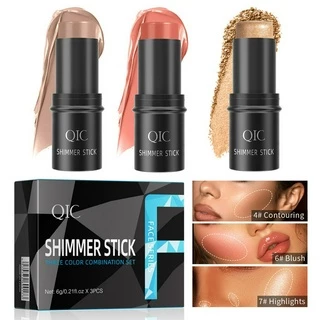 Conjunto De Bastão De Contorno Destaque Caneta De Sombra Tridimensional Brilhante Creme De Blush Facial De Bicho-Da-Seda