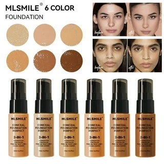 Mlsmile 6 Color Liquid Foundation Base Líquida Colorida de Longa Duração Não Decola à prova d'água Fácil de empurrar