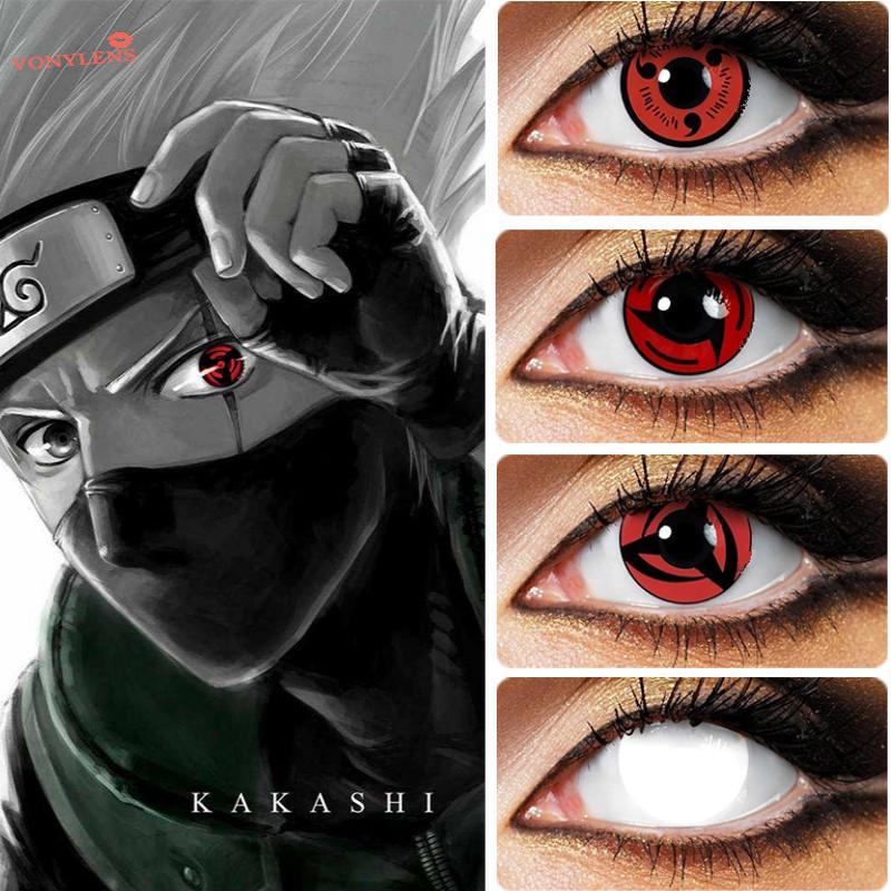 Compra online de Lente de contato ocular para cosplay kakashi três magatama  anime lentes de olhos naruto sharingan lentes de contato coloridas para  olhos