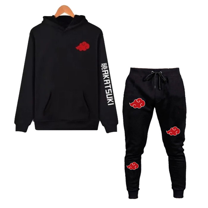 Compra online de Novo 2 peças conjunto akatsuki nuvem símbolos imprimir  hoodies + calças agasalho masculino feminino moletom streetwear pulôver  sudaderas