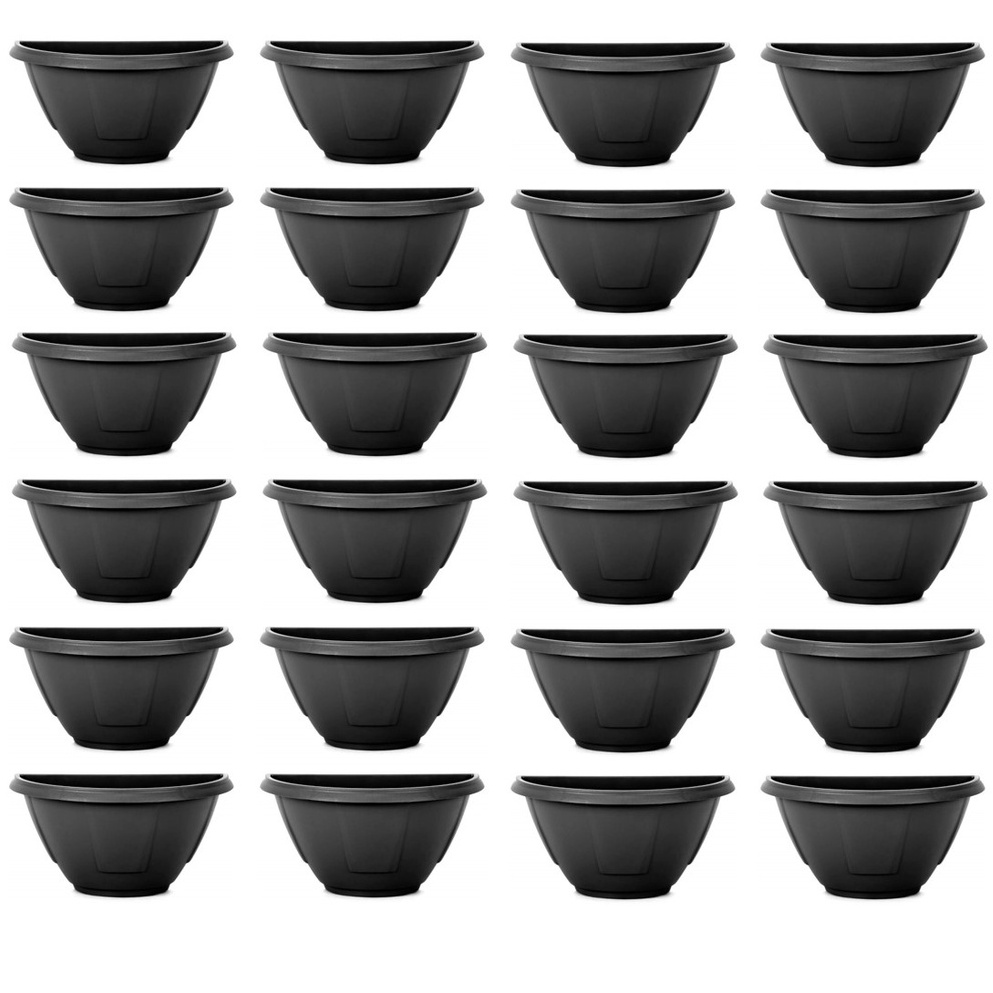 24 Vasos de Parede Meia Lua Mini Para Jardim Vertical Preto