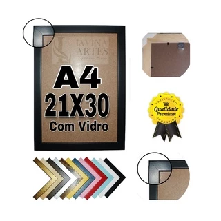 Kit 2 Moldura Quadros A4 21x30 Lisa Laqueada Premium Com Vidro ,fundo E Pendurador Móvel
