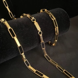 Corrente PULSEIRA Oca Alongada 60cm Masculino Ouro 18k