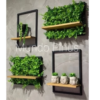 kit com 4 Prateleira Quadro Nicho Borda Preta 43x35/ 35x43 Grande Em Pinus Madeira Borda Preta Painel Decorativo