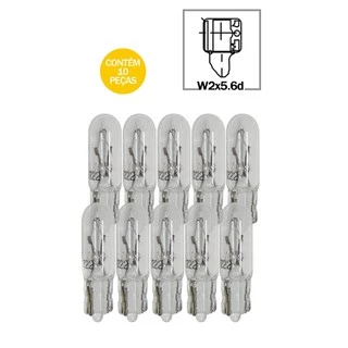 Kit 10 Lâmpadas Painel Carro Esmagada Pinguinho T5 12v 2w