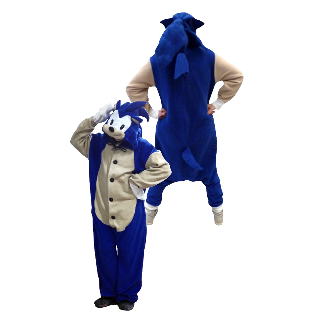 Pijama Sonic Macacão Infantil Promoção Kigurumi Sonic the Hedgehog Original