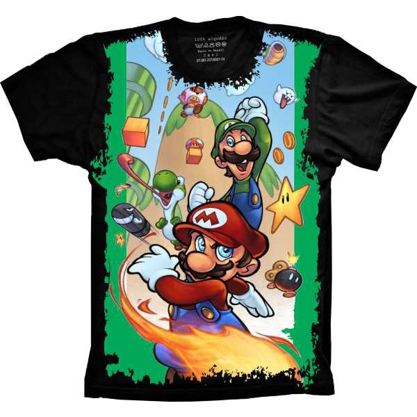 Camiseta Mario Bros Gamer Retrô Jogo Personagens Masculina Feminina Infantil Camisa Personalizada de Vídeo Game Geek Nerd