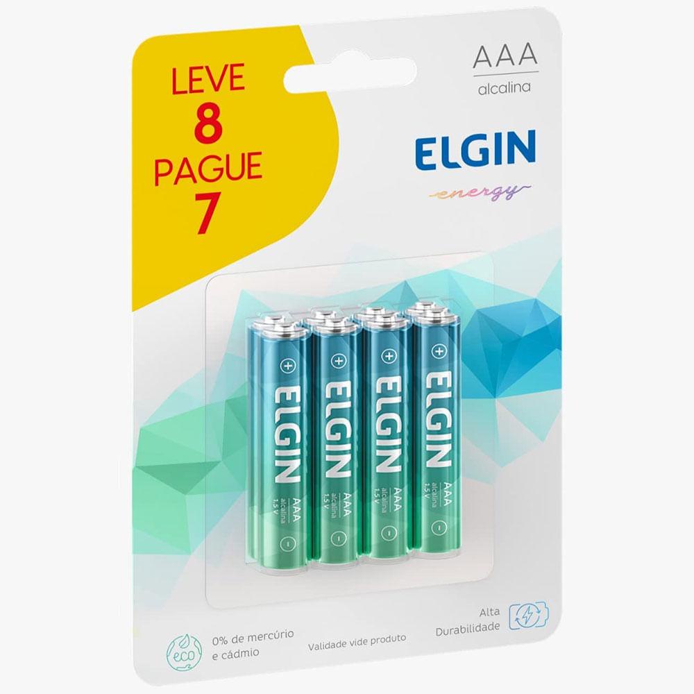 Pilha Alcalina AAA 8 Unidades Elgin | Shopee Brasil