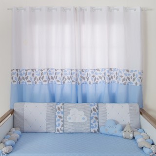 Cortina Nuvenzinha 2,00 Mts Para Quarto bebe azul claro