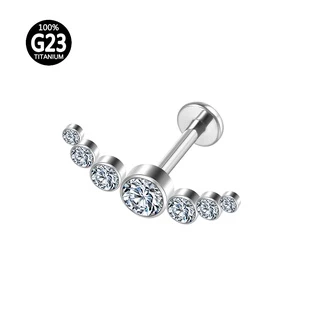 Piercing Labret Cluster Titânio Zircônia / Helix, Tragus, Conch, Nariz, Boca-Medusa e Outros