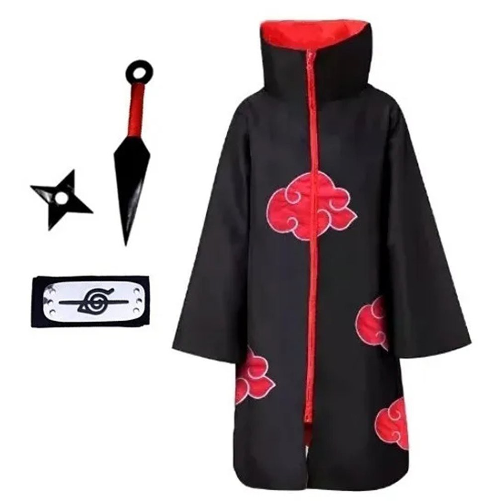 Vestido Rodado Akatsuki Naruto Shippuden Nuvens Vermelhas