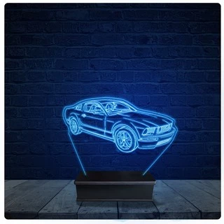 Luminária Led Acrilico Abajur - Ford Mustang carro Muscle
