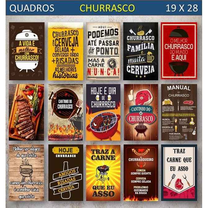 Placas Decorativas Quadros Churrasco Área Gourmet Frases Churrasqueiro ...