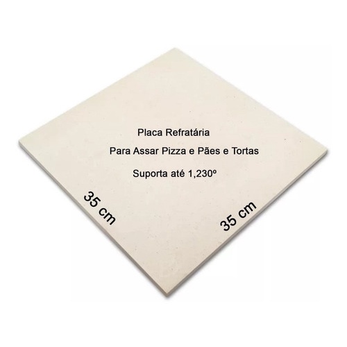 Pedra Refratária Para Pizza Caseira Pães 35 X 35 cm Quadrada Reforçada Pedra Cordierita Cozinha Forno Churrasqueira Elétrico Gás