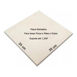Pedra Refratária Para Pizza Caseira Pães 35 X 35 cm Quadrada Reforçada Pedra Cordierita Cozinha Forno Churrasqueira Elétrico Gás