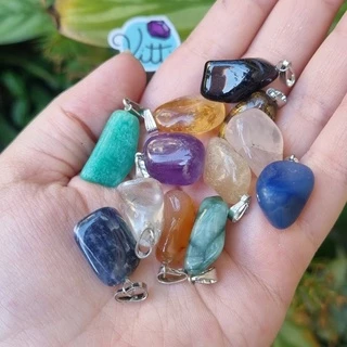 Pingente Avulso Pedra Natural Rolada - Ametista Citrino Cristal Quartzo Rosa Apatita Amazonita