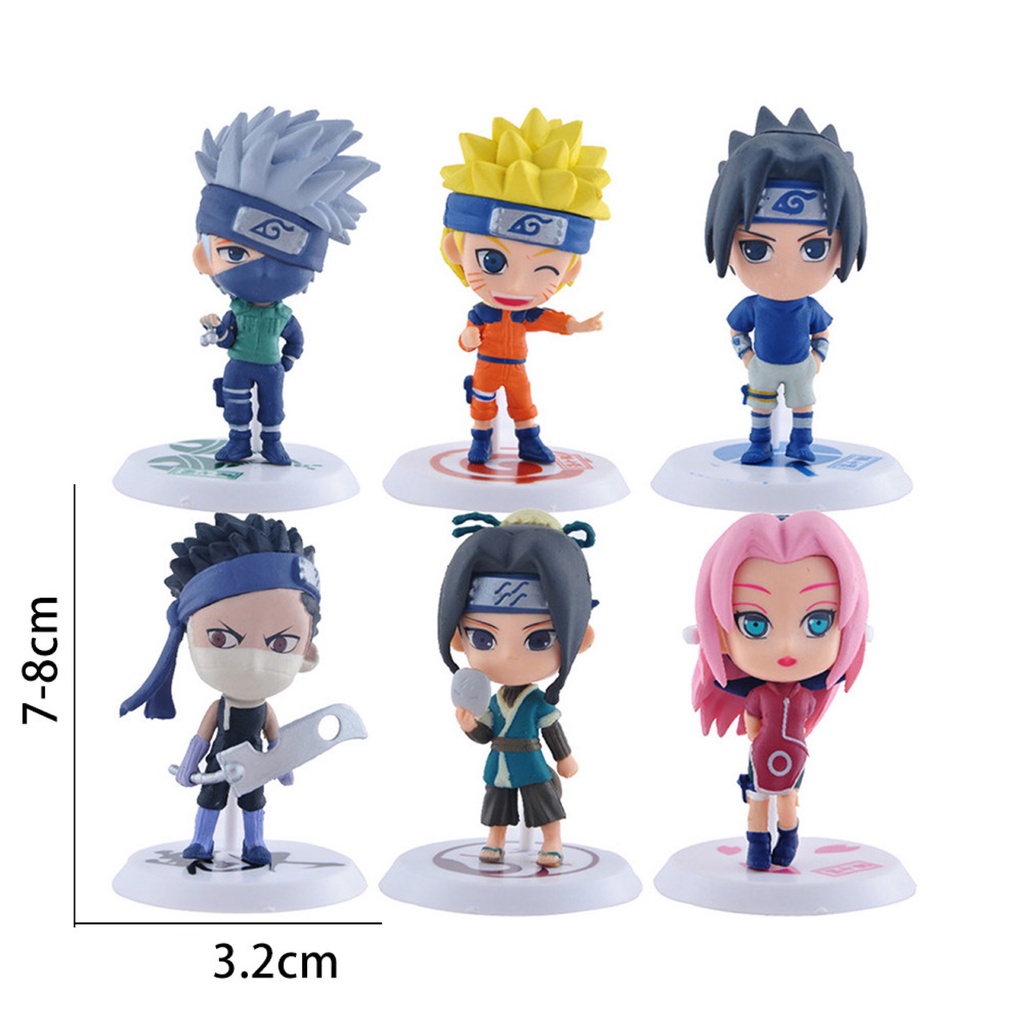 6/12peças/Bonecos Naruto kit Anime Naruto Boneca Action Figura 7cm  Ornamentos Sakura Figuras De Ação Dos Desenhos Animados Brinquedos infantil  Kakashi micro Decoração de menina O menino - Escorrega o Preço