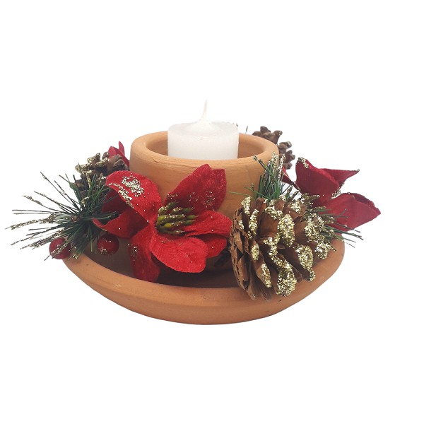 Enfeite de Natal Para Mesa Posta Arranjo Natalino Porta Velas